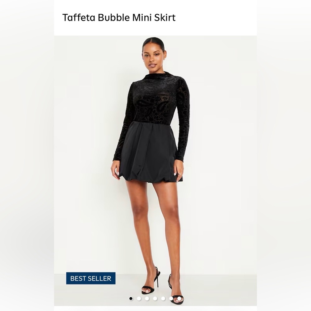 Taffeta Bubble Mini Skirt - Black